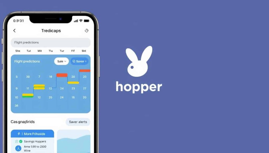 Aplicación de Hopper mostrando predicciones de precios de vuelos