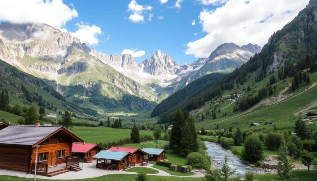 Camping Boltaña en el Pirineo Aragonés rodeado de montañas y naturaleza