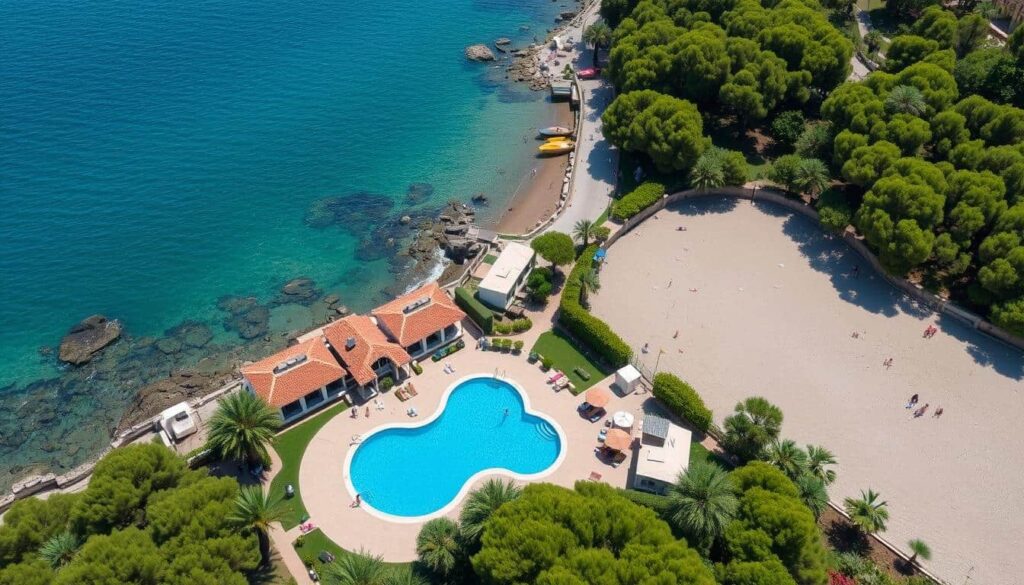 Camping El Delfín Verde en la Costa Brava con su gran piscina y acceso directo a la playa