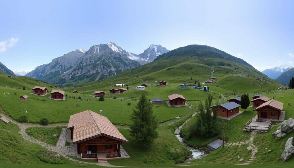 Camping Valle de Tena en el Pirineo Aragonés con vistas a las montañas