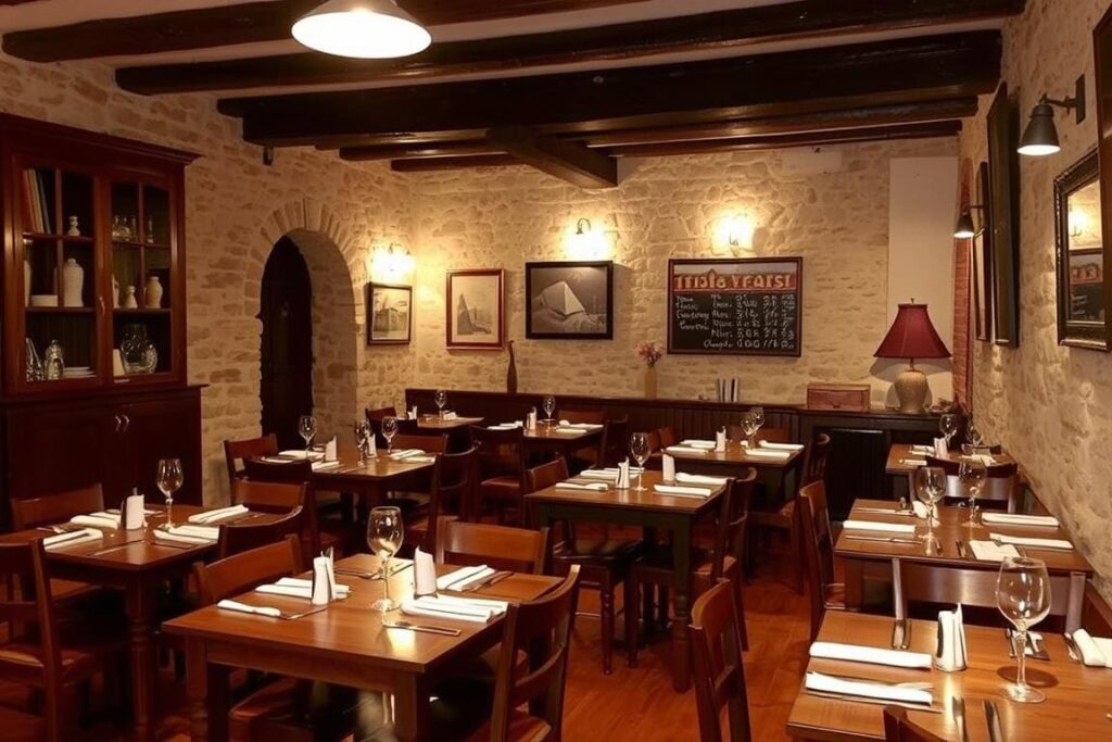 Interior del Restaurante El Túnel en Xàtiva con mesas preparadas para servicio Interior del Restaurante El Túnel en Xàtiva con mesas preparadas para servicio