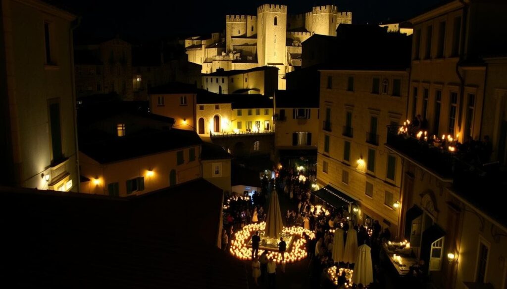 Noche de las Velas de Pedraza con miles de velas iluminando las calles