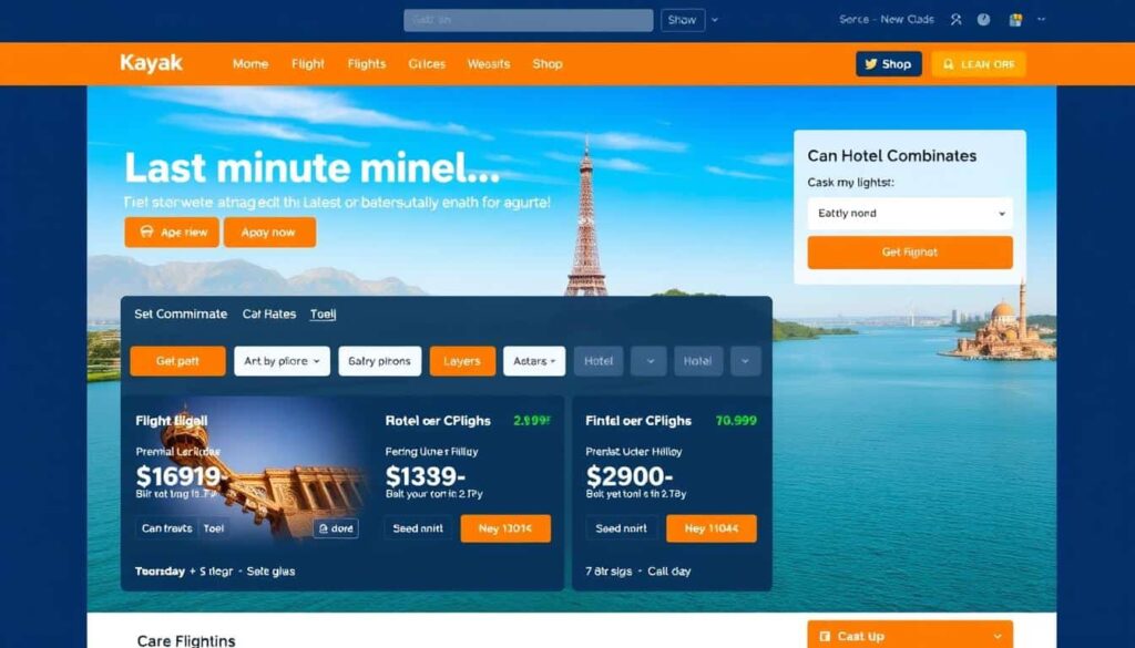 Página principal de Kayak mostrando ofertas de última hora