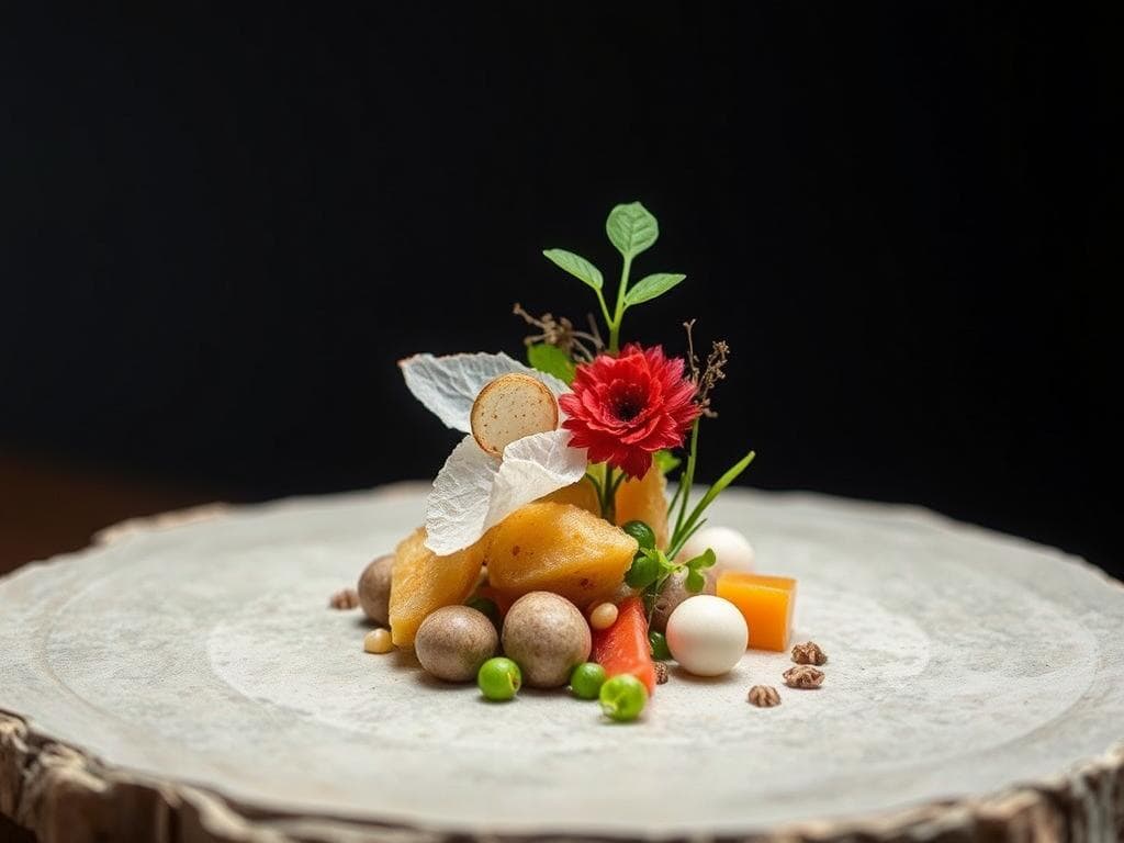 Plato creativo del restaurante Mugaritz, innovador entre los Restaurantes Estrella Michelin en Euskadi Plato creativo del restaurante Mugaritz, innovador entre los Restaurantes Estrella Michelin en Euskadi