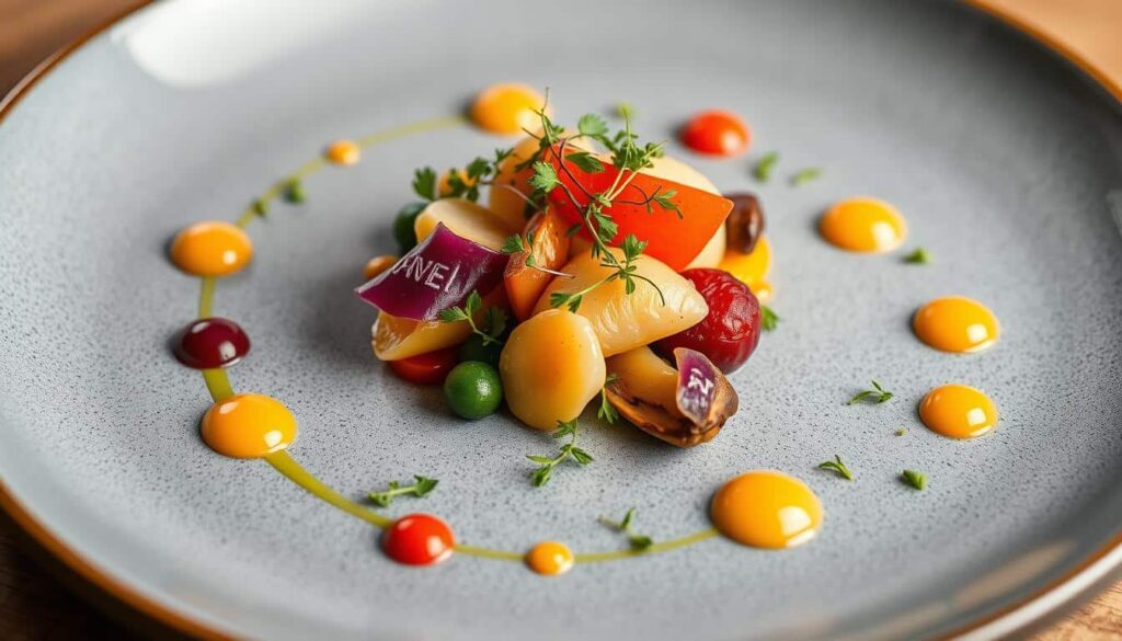 Plato de alta cocina con presentación creativa en uno de los mejores restaurantes de Burgos