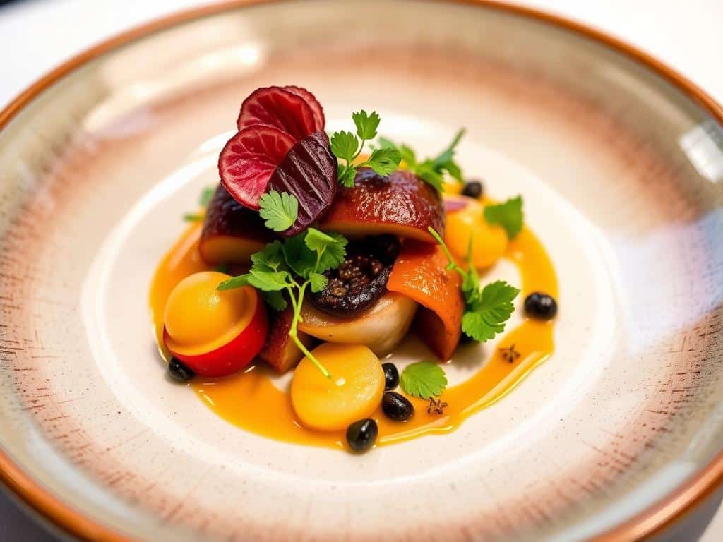 Plato emblemático del restaurante Arzak, referente entre los Restaurantes Estrella Michelin en Euskadi Plato emblemático del restaurante Arzak, referente entre los Restaurantes Estrella Michelin en Euskadi