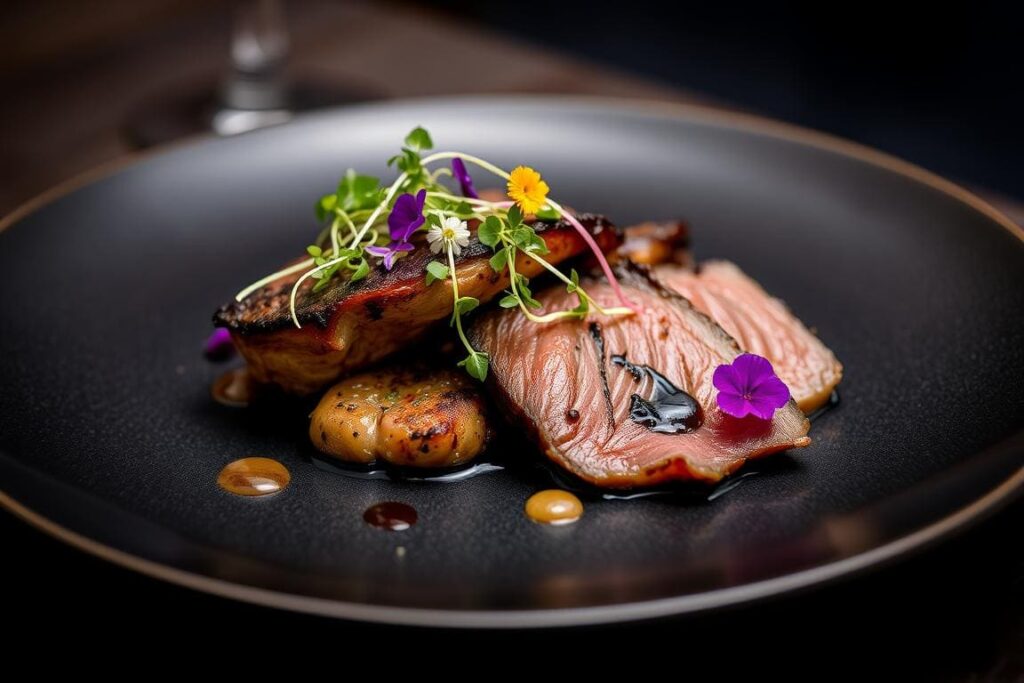 Plato gourmet de uno de los mejores restaurantes Ciudad Real con presentación elegante