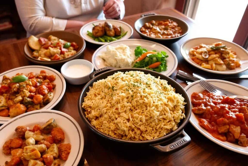 Platos tradicionales servidos en Casa La Abuela con arroz al horno como protagonista Platos tradicionales servidos en Casa La Abuela con arroz al horno como protagonista