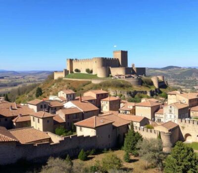 Vista panorámica de Pedraza con su castillo medieval y casas tradicionales