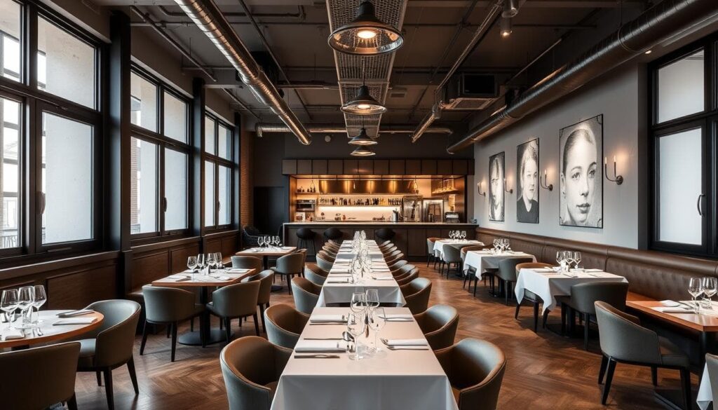 Interior elegante del restaurante Ricard Camarena con dos Estrellas Michelin en Valencia