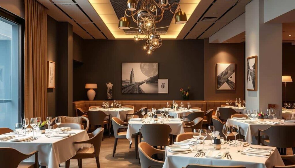 Interior moderno del restaurante La Salita con una Estrella Michelin en Valencia