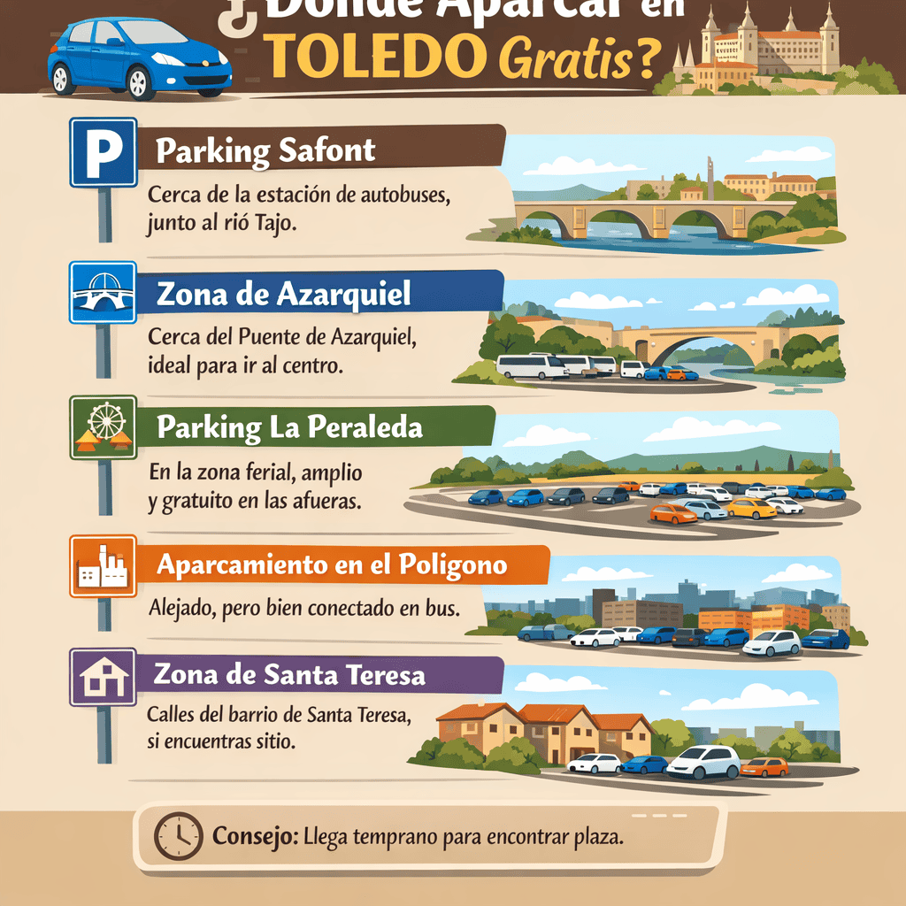 Aparcamiento de Azarquiel Toledo junto a la estación de tren — mejor zona de parking gratuito en Toledo 2026