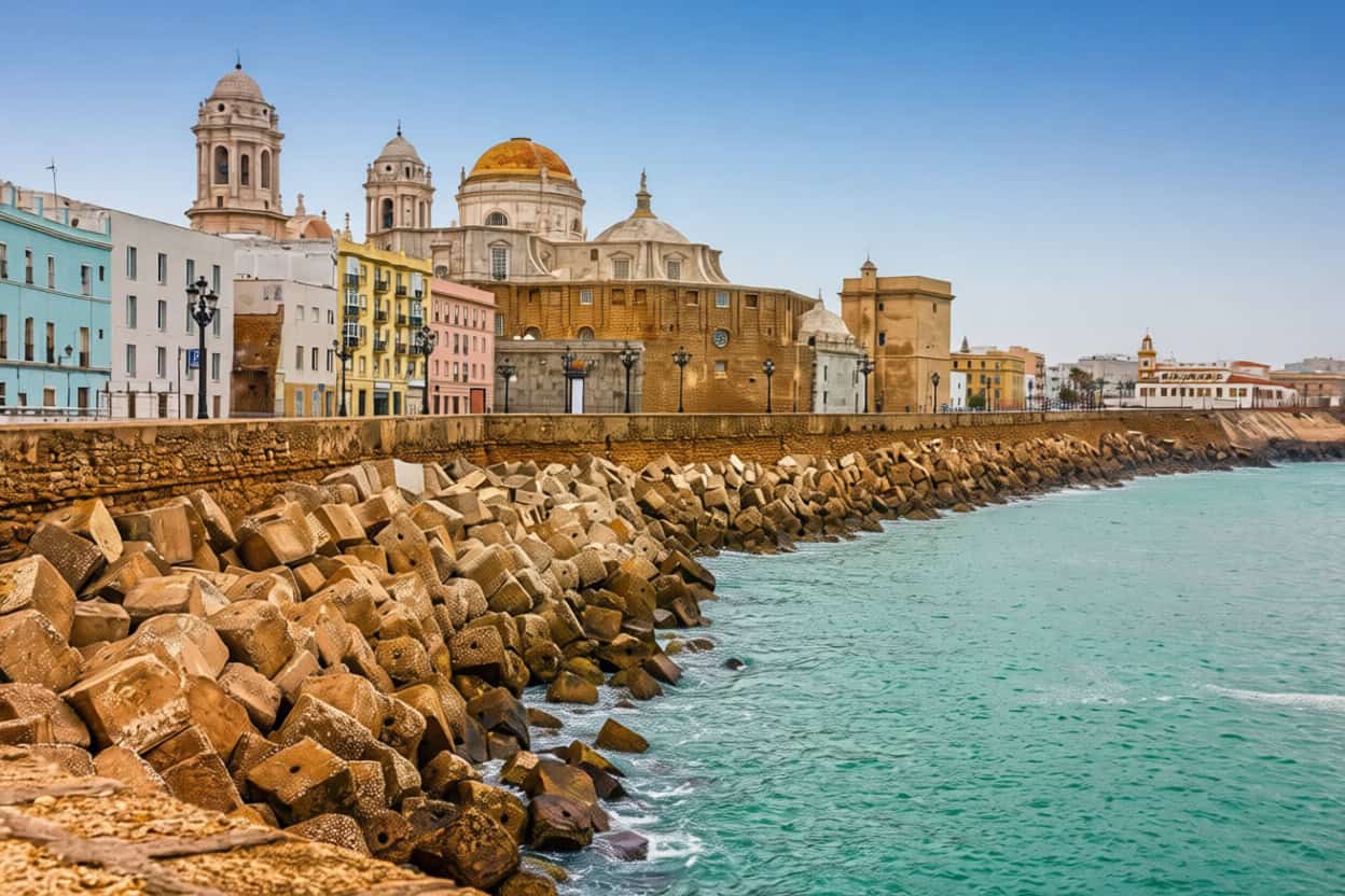 Playa de Cádiz con cielo despejado