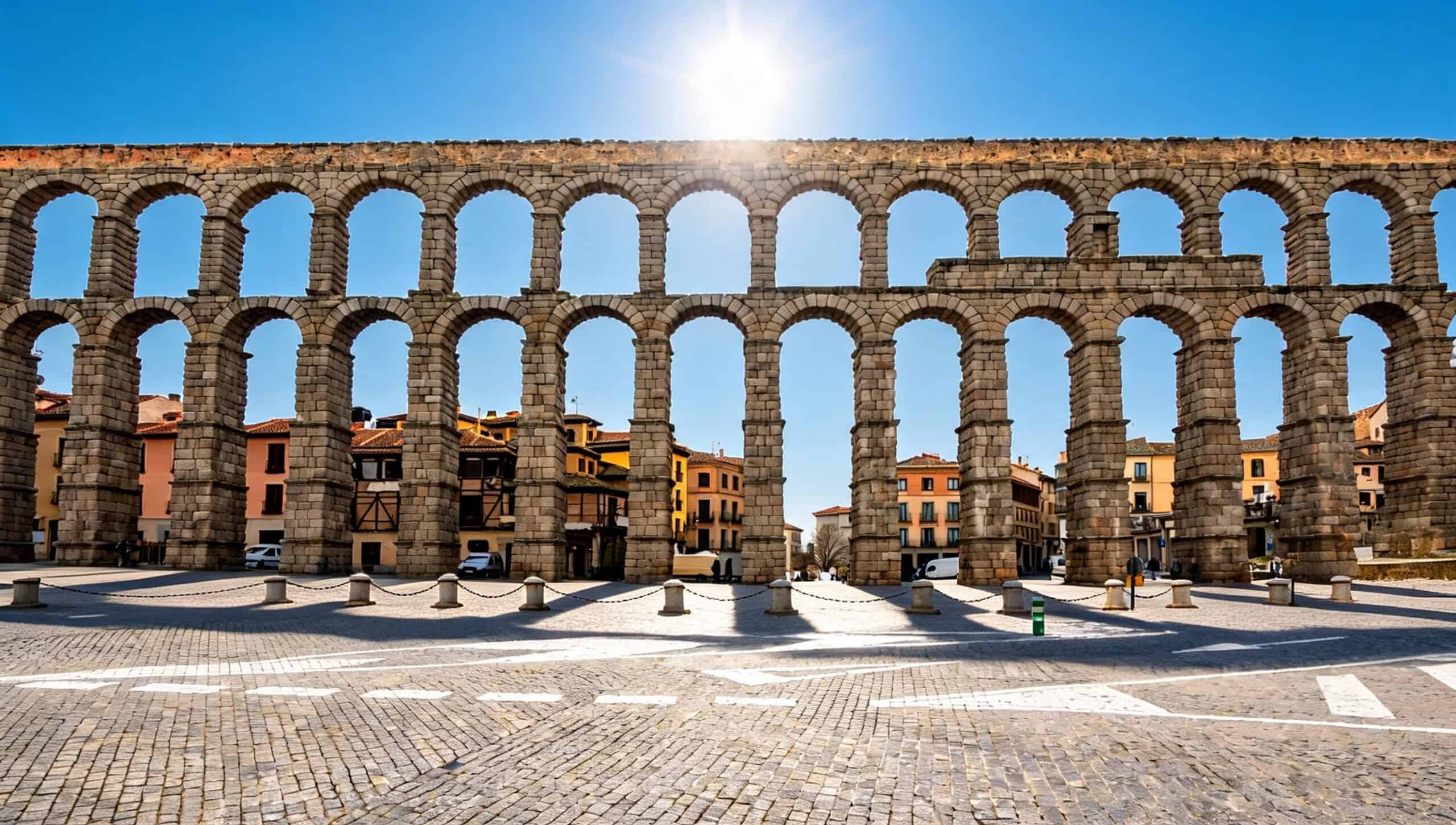 Detalle de los arcos de granito del Acueducto de Segovia