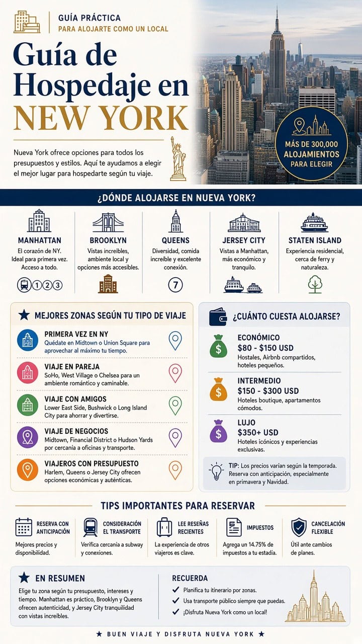 Hoteles y apartamentos en Nueva York, guía de alojamiento