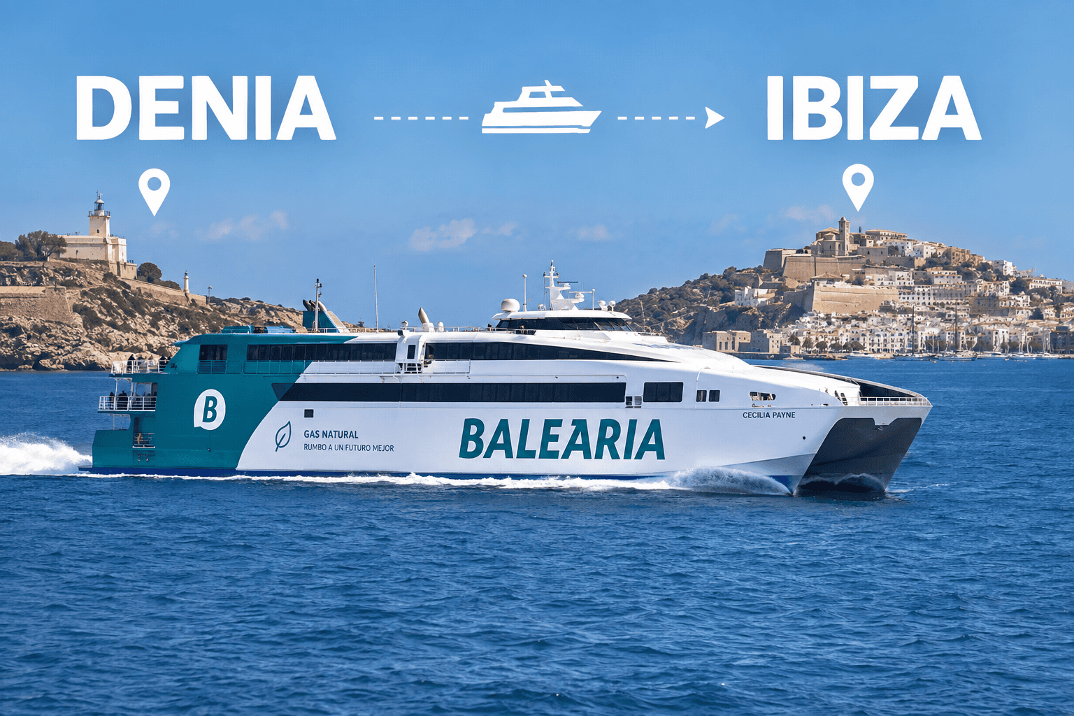 Ferry Dénia a Ibiza navegando por el Mediterráneo